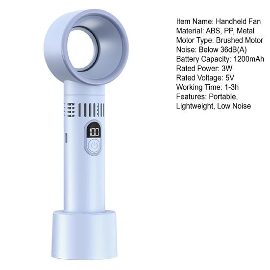 Bladeless Fan Digital Display High-speed Strong Airflow Low Noise Rechargeable Lightweight Portable Personal Cooling Fan