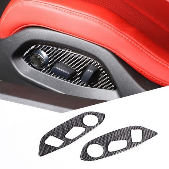 Carbon Fiber Car Seat Adjustment Button Trim Sticker For Corvette C8 Z51 -25