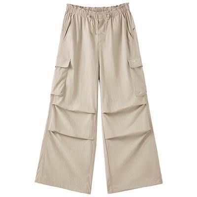 Women's Lightweight Wide-Leg Cool-Feel Parachute Cargo Pants