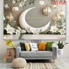2D Islamic Holiday Backdrop, Elegant Ramadan with Lanterns & Floral Decor Background