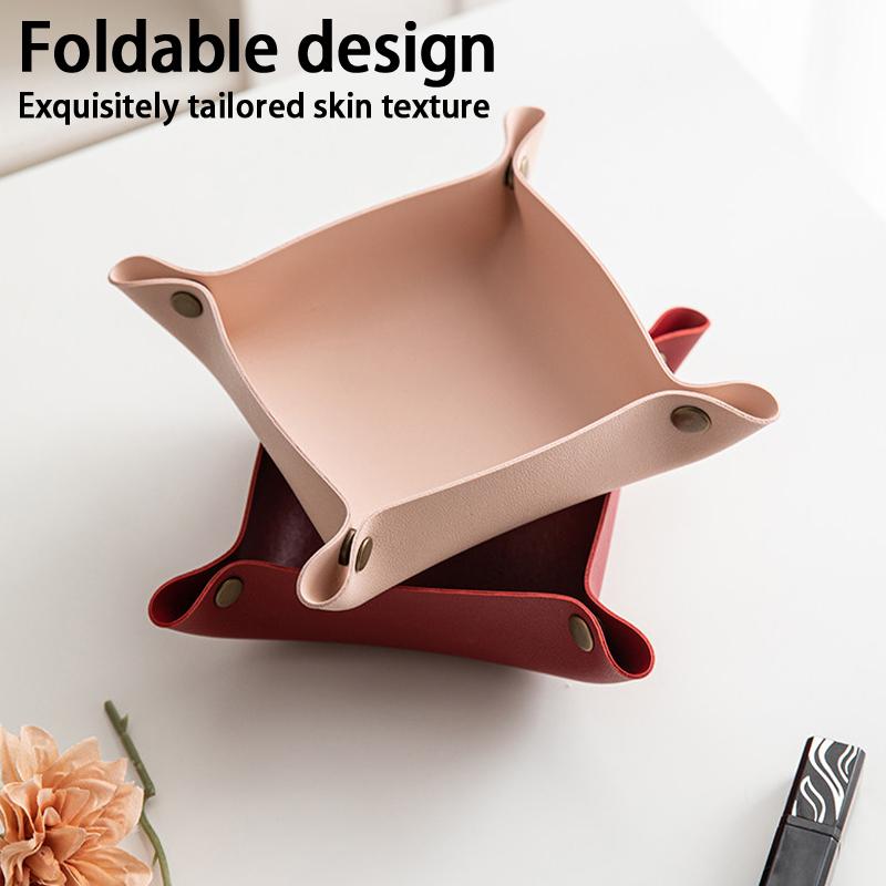 Square Pu Leather Storage Box, Nordic Style Desktop Storage Tray
