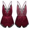 One-piece Pajamas Men Sissy Lace Trimmed Satin Bodysuit Jumpsuit Sleepwear Nightwear