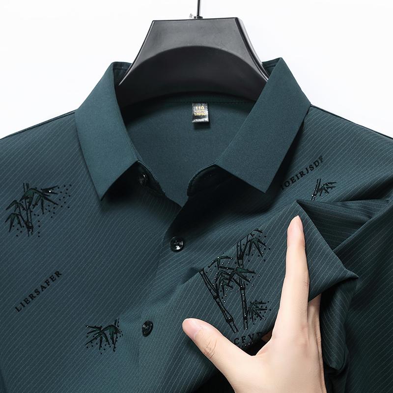 Men s Lapel Long Sleeves Shirts Autumn Exquisite Plants Prints Fashion Business Handsome Casual Menswear M