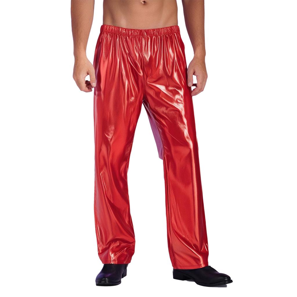 Herren Metallic Jazz Dance Hosen Elastischer Bund Design Halloween Mottoparty Bühnenauftritt Hosen
