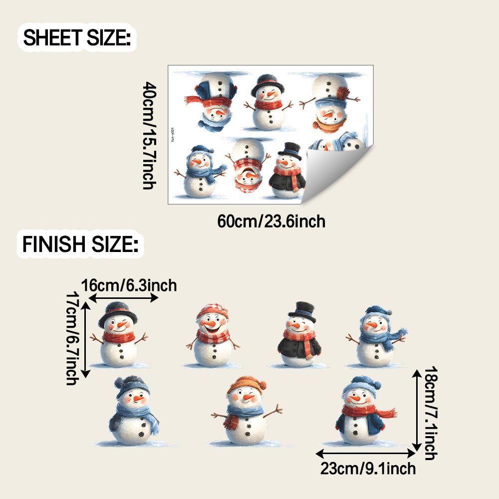 Simulated Christmas Funny Little Snowman Living Room and Bedroom Background Wall Decoration Stickers