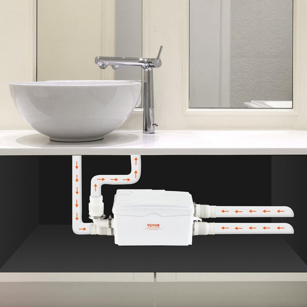 Zerkleinerer Abwasserpumpe Keller Zerkleinerer Pumpe 350 W, 6000 L/h Durchfluss, 7 M Förderhöhe, Abwasserpumpe Mit 3 Wassereinlässen Für Keller, Küche,
