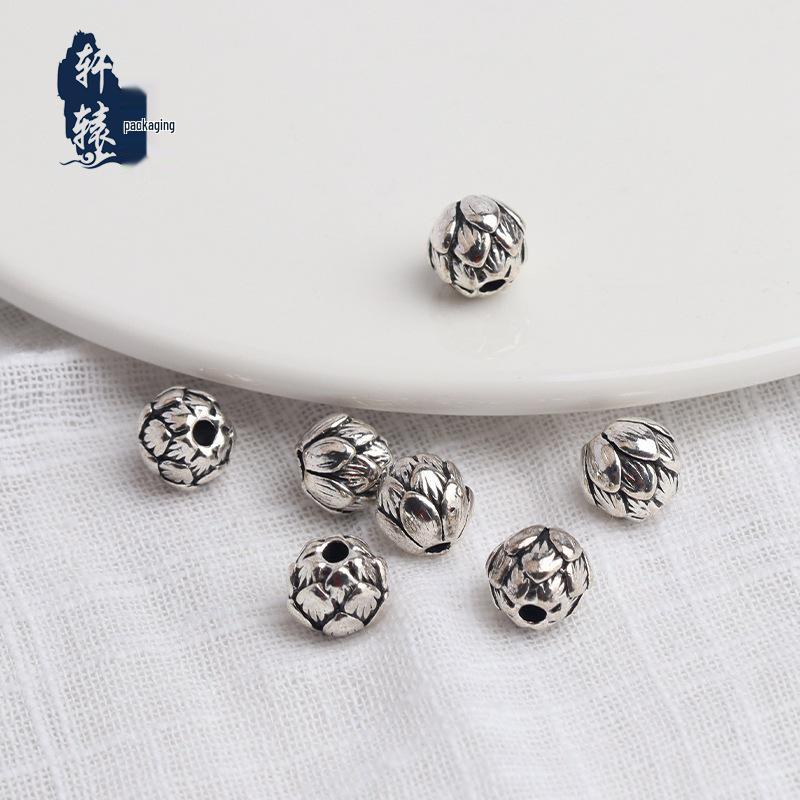 Tibetan Silver Lotus Flower Spacer Beads for Prayer Bracelets & DIY Accessories