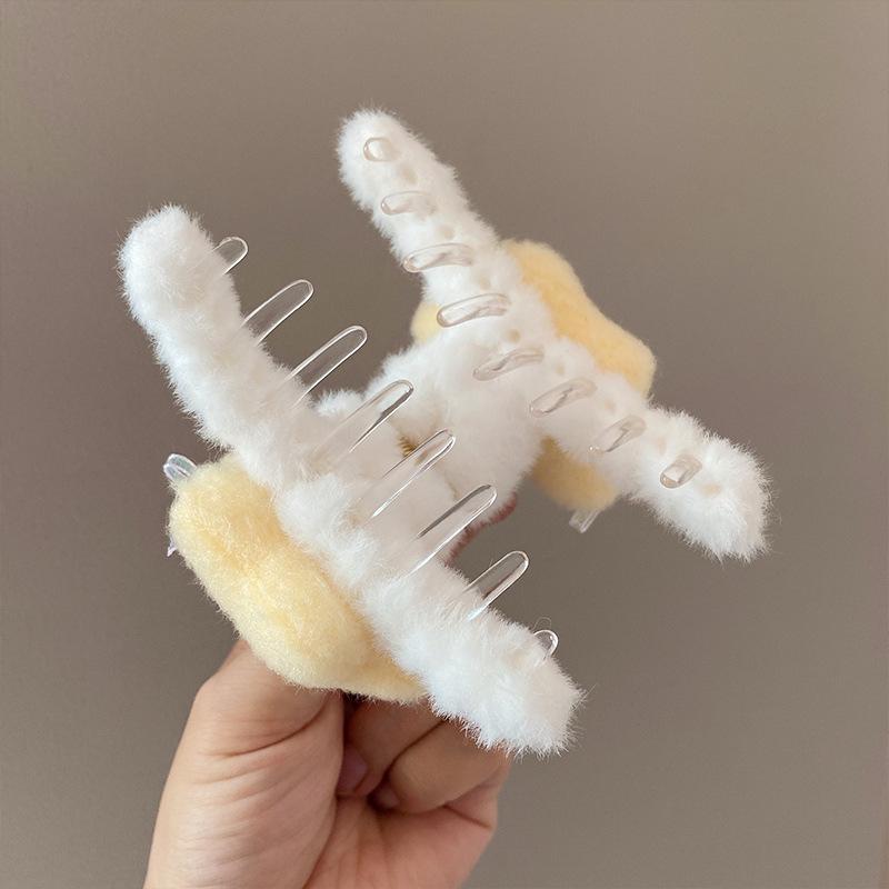 1pc Cute Plush Star and Moon Hair Clip for Women, Autumn and Winter, Back of Head, Hair Clip, Shark Clip, Children's Head