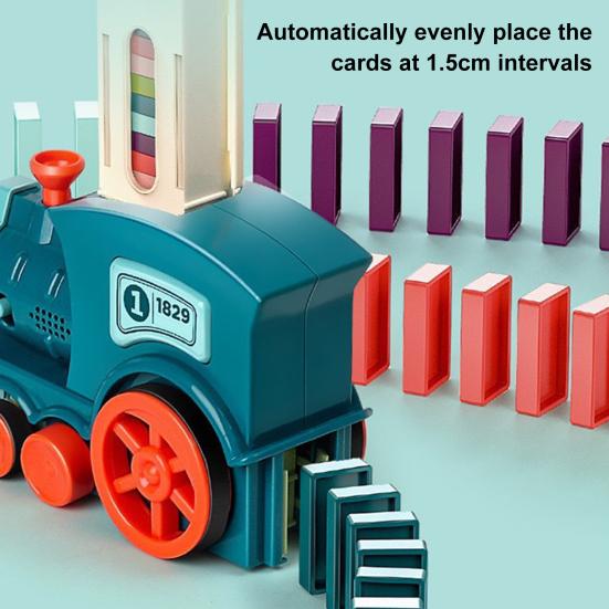 1 Set Kids Dominos Train Toy with Light Music Automatic Laying Domino Train Building Block Educational Electric Train Toy Toddler Boys Girls Gift
