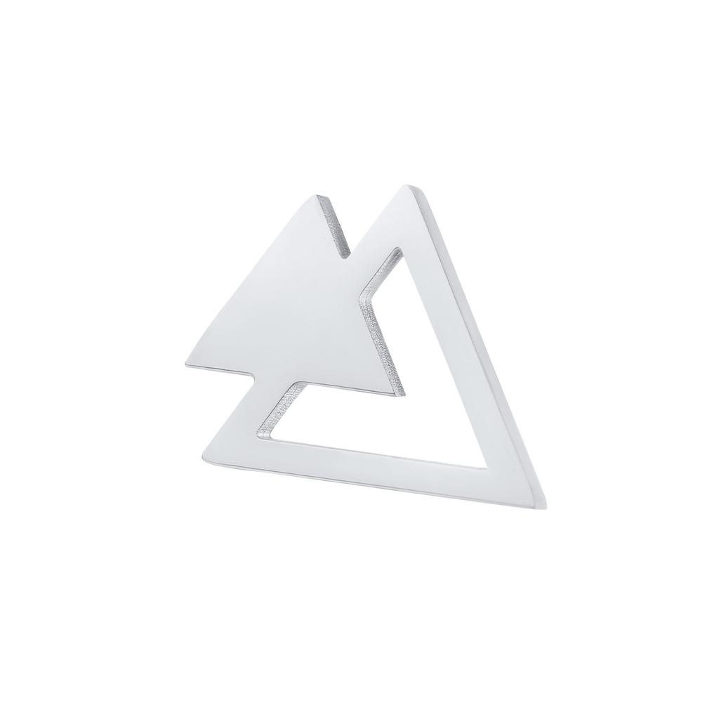 Vnox Cool Punk Triangle Stud Earrings for Men Jewelry, Anti Allergy Stainless Steel Geometric Ear Clip Accessory,1 Piece/ Pair