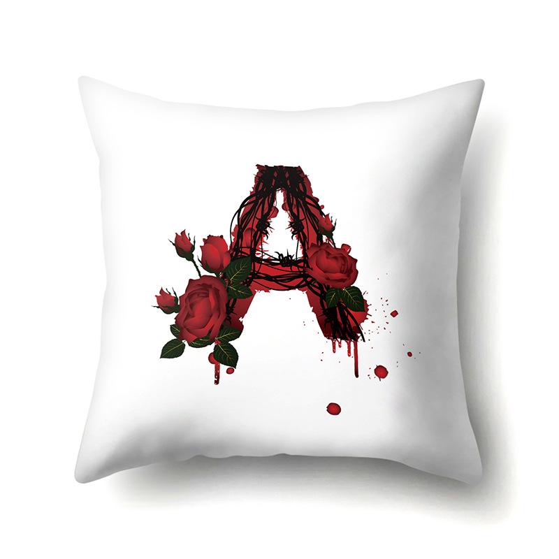 

Halloween Polyester Pillowcase Rose Head of Bed Car Waist 26 English Letter Printed Pillowcase No pillow core