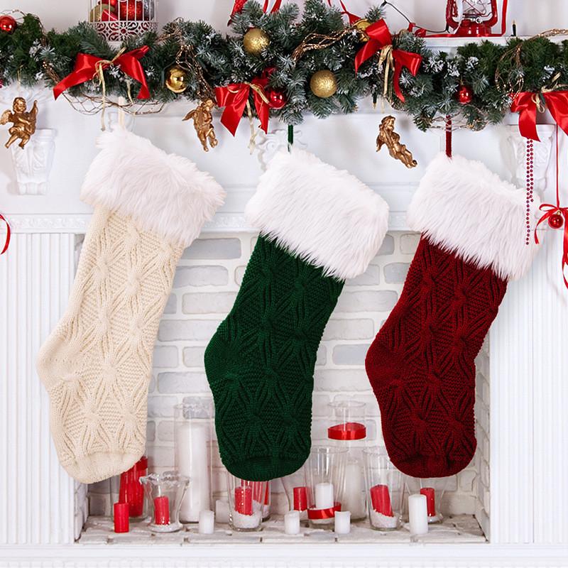 Luxurious Knitted Christmas Socks In Bright Colors Ideal For Christmas Tree Decorations