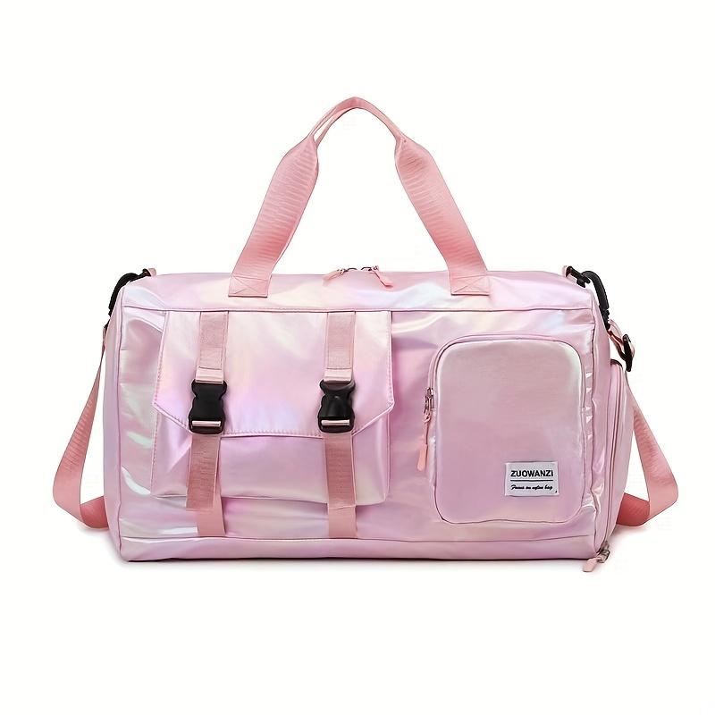 

Large Capacity Iridescent Nylon Gym Bag Dry Wet Separation Sports Duffle Bag Swimming Training Travel Handbag Fitness Tote розовый