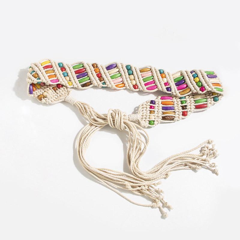 Resort Waist Bohemian Belt With Handmade Beaded Weaving For Womens Style Summer