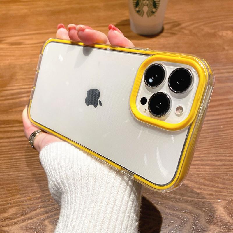 Candy Color Colorful Clear Phone Case For iPhone 16 Pro Max 15 14 13 12 11 X XS XR 7 8 Plus SE Transparent Soft Shockproof Cover