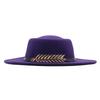 Autumn and winter new women's flat top wide brimmed hat imitation wool top hat felt hat fishbone metal buckle concave shape multi-color