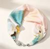 Internet celebrity explosion spring and summer magnetic attraction no knots small silk scarf pearl diamond ball high sense small scarf lazy thin scarf