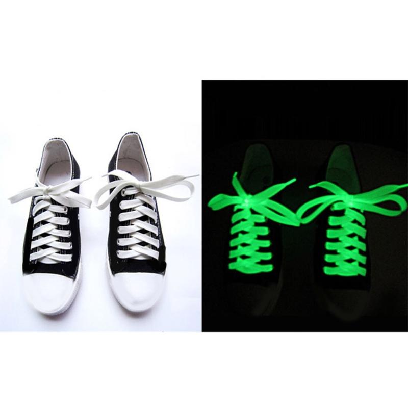 Glowing In The Dark Shoestrings Polyester Flat Luminously Athletic Sneakers Shoe Laces Replacement For Outdoor Activity