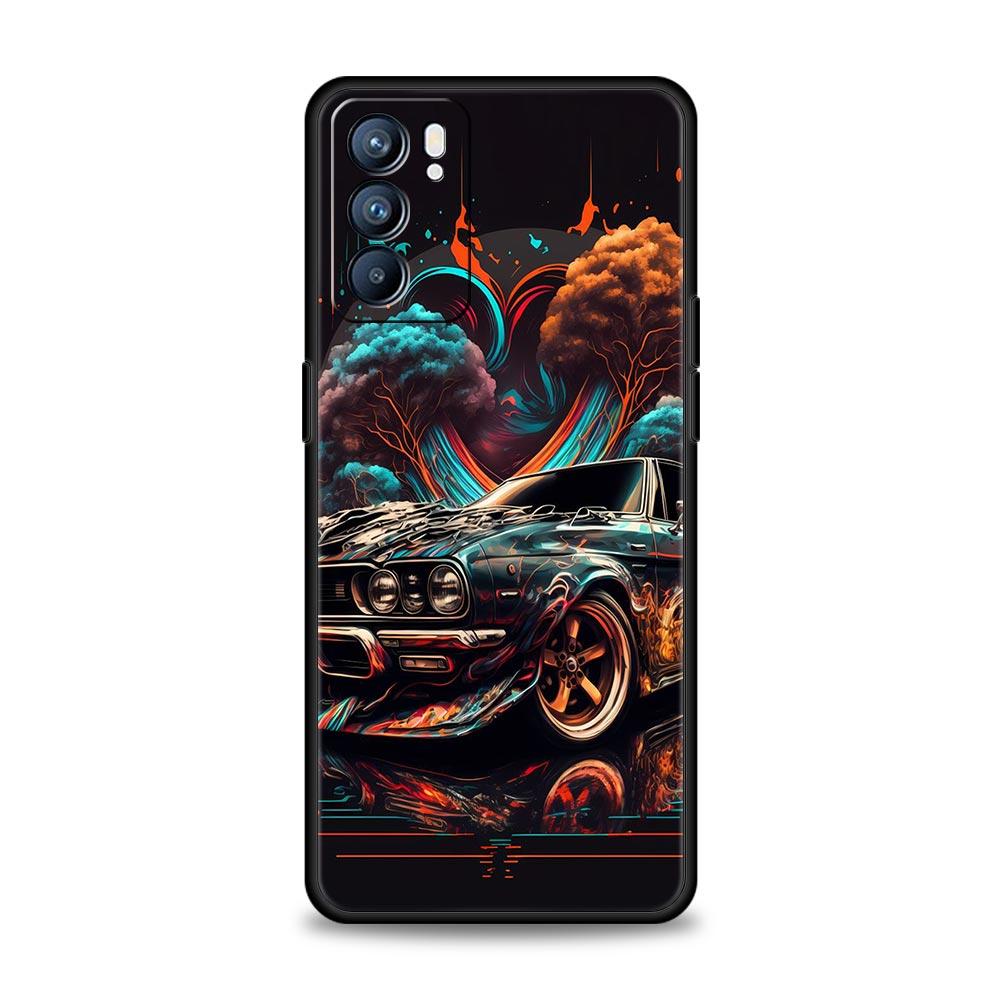 Sports Car JDM Tokyo Drift Case For Oppo Find X6 Pro X5 A54 A53 A52 A9 A15 A95 A17 A16 A76 A74 A57 Reno7 Reno6 Pro Plus 5G Cover