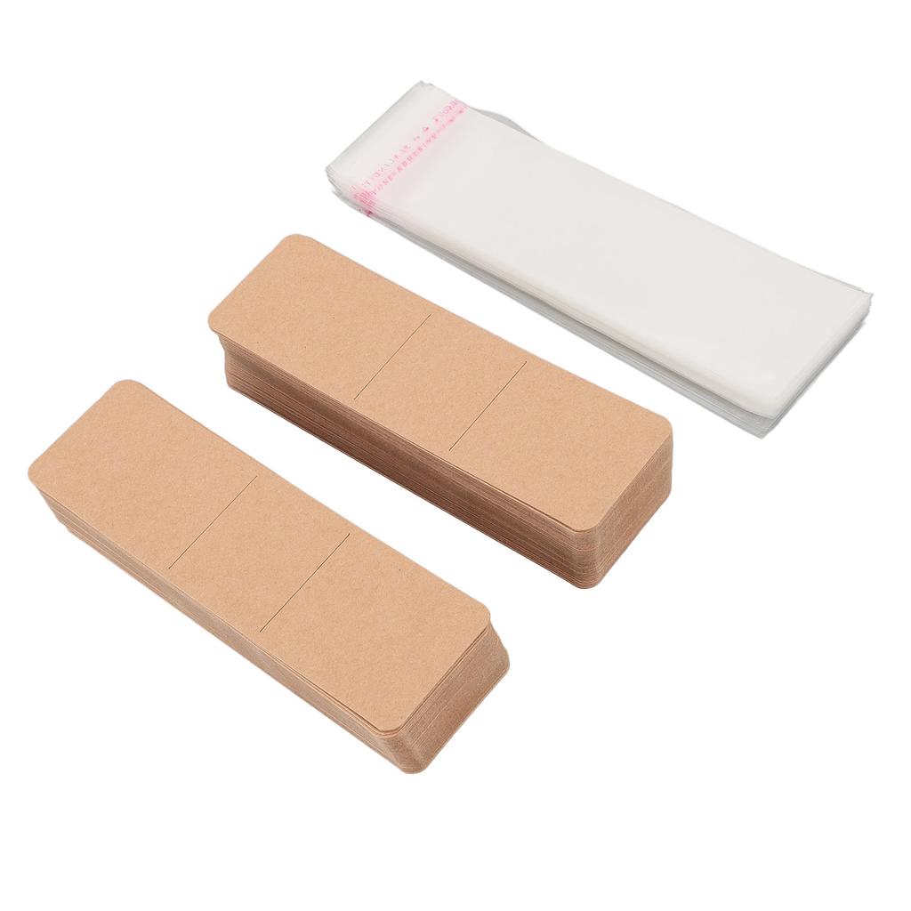 200 Stück Set Lesezeichenhülle Set Blanko Lesezeichen Displaykarte und Transparente Selbstklebetasche für