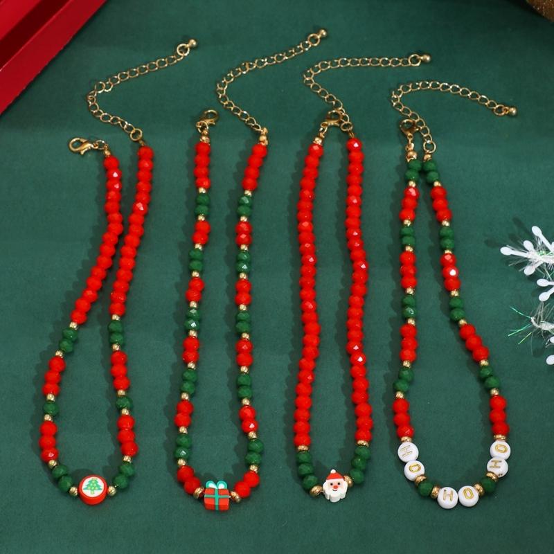 Christmas Beaded Necklace Trendy Pendant Clavicle Chain Trendy Neck Jewelry Gift for Holiday Party Occasion & Daily Wear