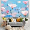 2D Pink Blue Flower Backdrop Spring Floral Banner for Photoshoot