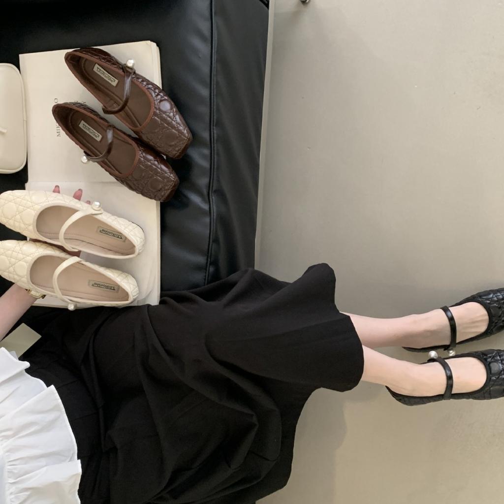 2025 Spring and Autumn New Fashion Versatile French Flat Bottom Commuter Shallow Mouth Single Shoes Women's Shoes Small Fragrant Fang Head