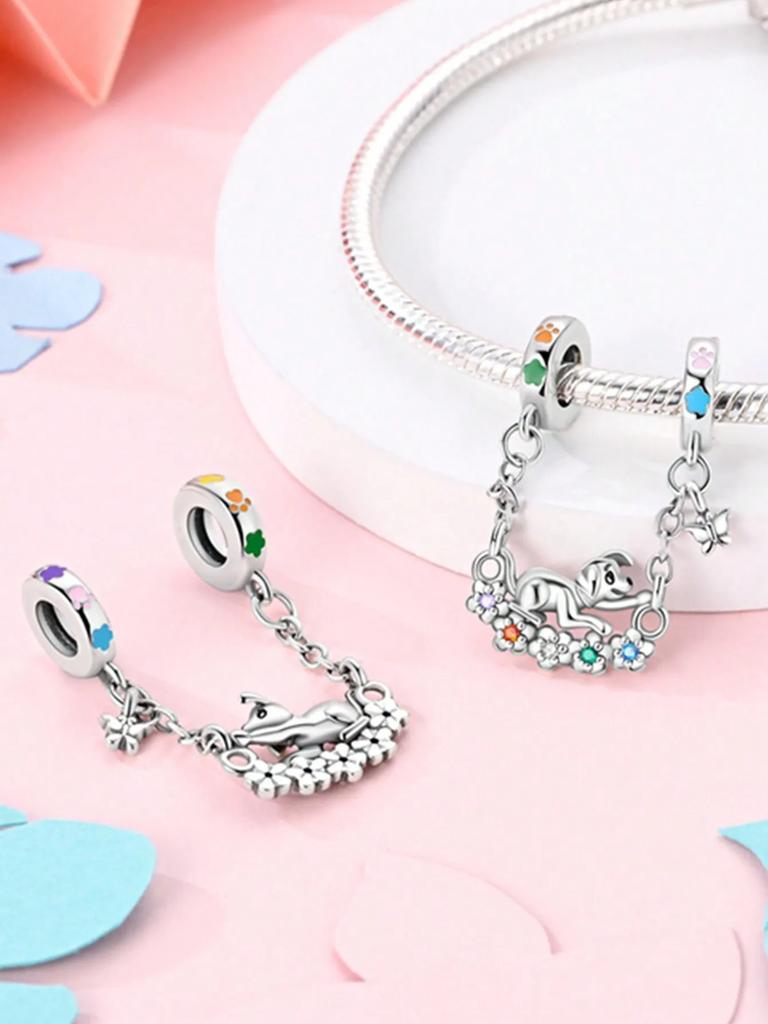 Copper Metal Plated Authentic Original Cute Kittens and Puppies Bead Components Compatible With Bracelet High Quality Fine Jewelry Women's High