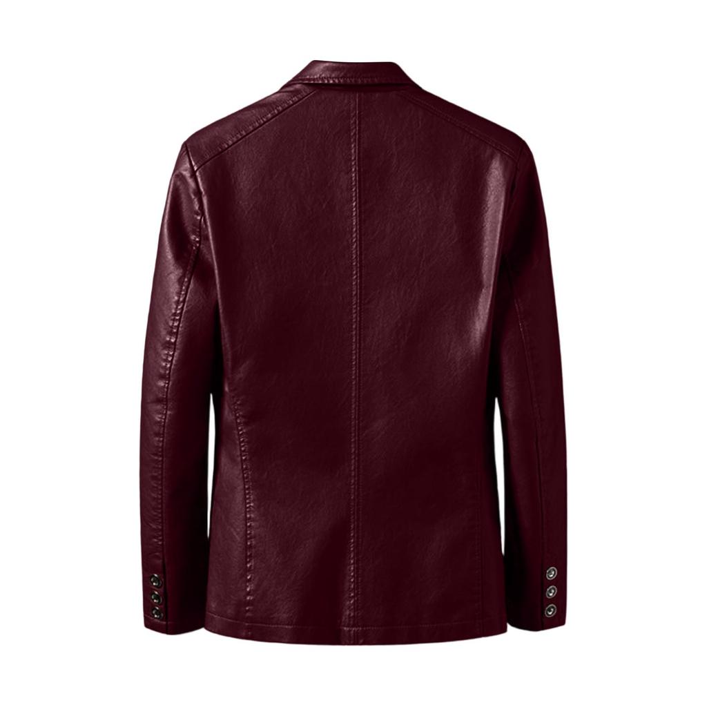 Men's Leather Suit Collar Casual Leather Jacket