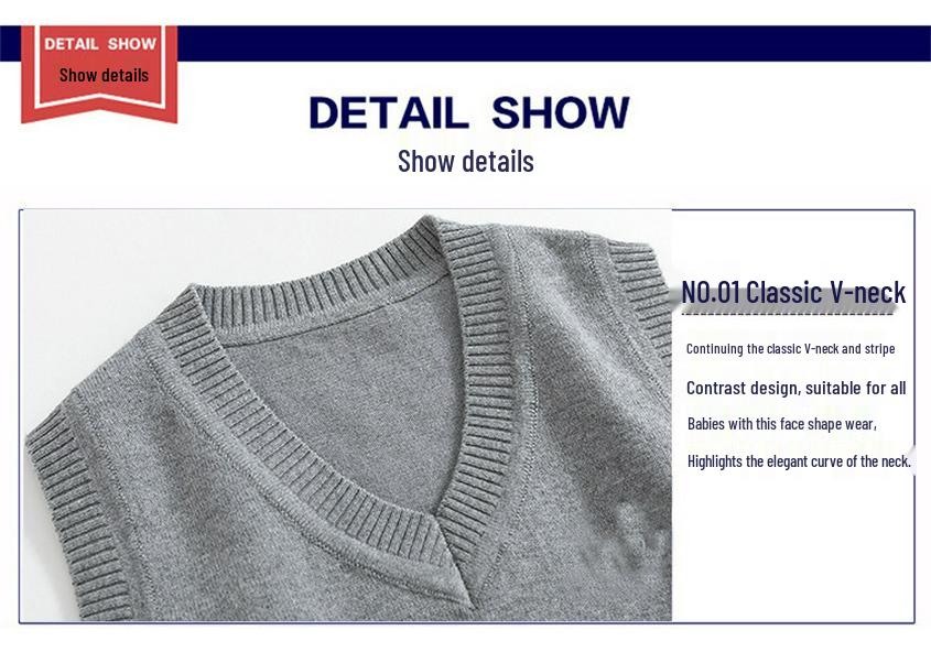 Children's Knitted Vest: British Academy Style for School, Autumn/Winter