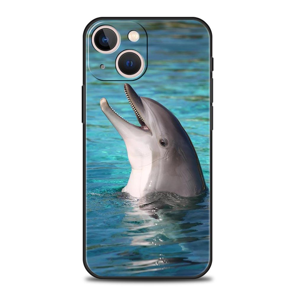 

Ocean Animal Dolphin Phone Case For iPhone 17 16 15 Pro Max 11 12 13 14 7 8 Plus SE 2020 X XR XS Cover Soft Black iPhone 17Pro Max