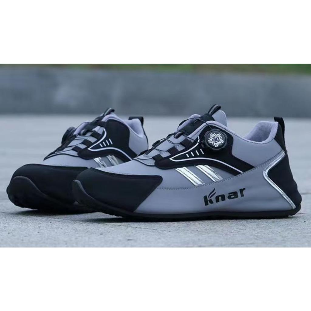 Men's Breathable Laceless Sneakers - Fashionable Black and Blue Sneakers with Rotating Buckles, Lightweight Soft Bottom