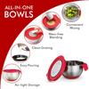 Mixing Bowls with Lids Set - Nesting Bowls with Graters, Handle, Pour Spout, Airtight Lids - Stainless Steel Non-Slip Mixing Bowl(Set of 3)