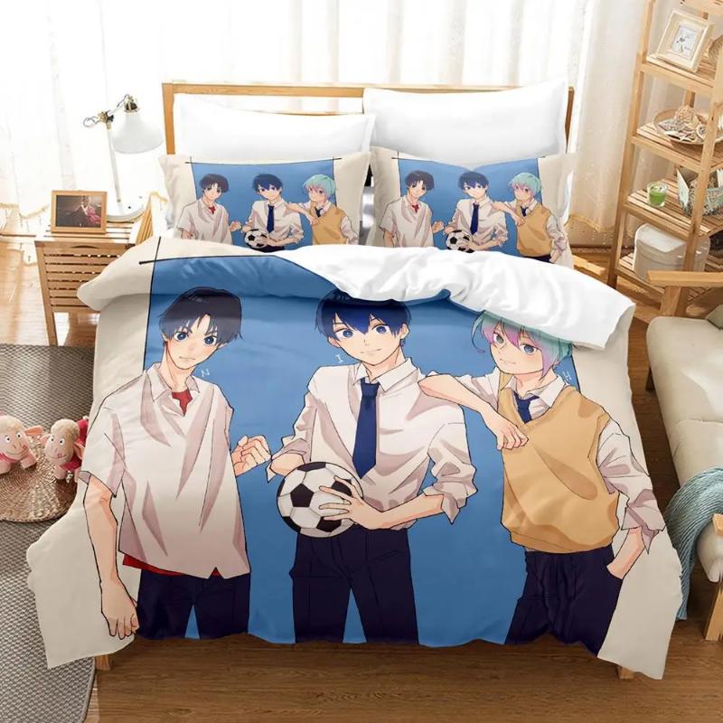 Anime Blue Lock Bedding Set Quilt Cover Pillowcase Cartoon Decor Bed Spead Bedroom Duvet Cover Bedding Suit Kids Birthday Gift