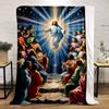Ascending Jesus Disciples Worship  Printed Blanket for Living Room Bed Couch Lunch Break Soft Cozy Blanket for Friend's Festival Gift