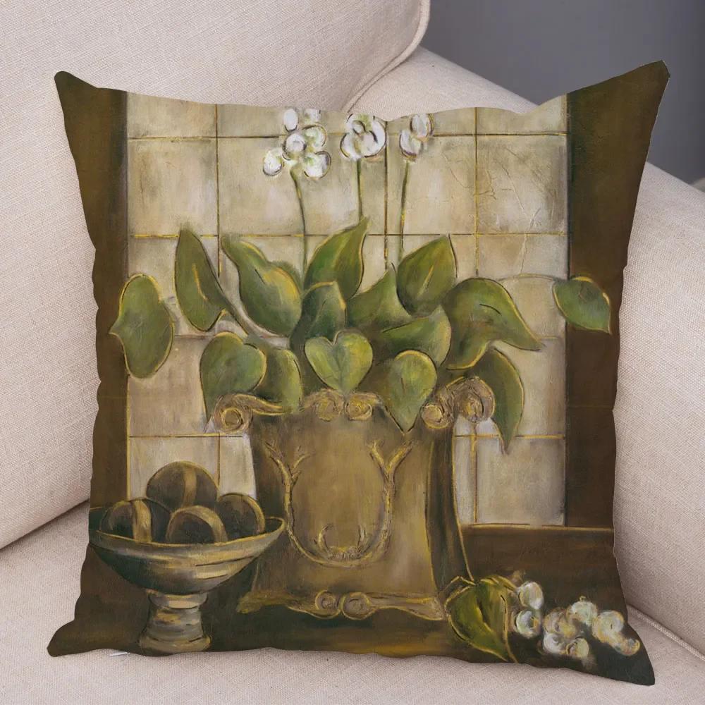 Alte Blumenpflanze Frucht Bonsai Druckmuster Dekorative Schlafzimmer Bettwäsche Wohnzimmer Arbeitszimmer Büro Sofasitz Kissenbezug