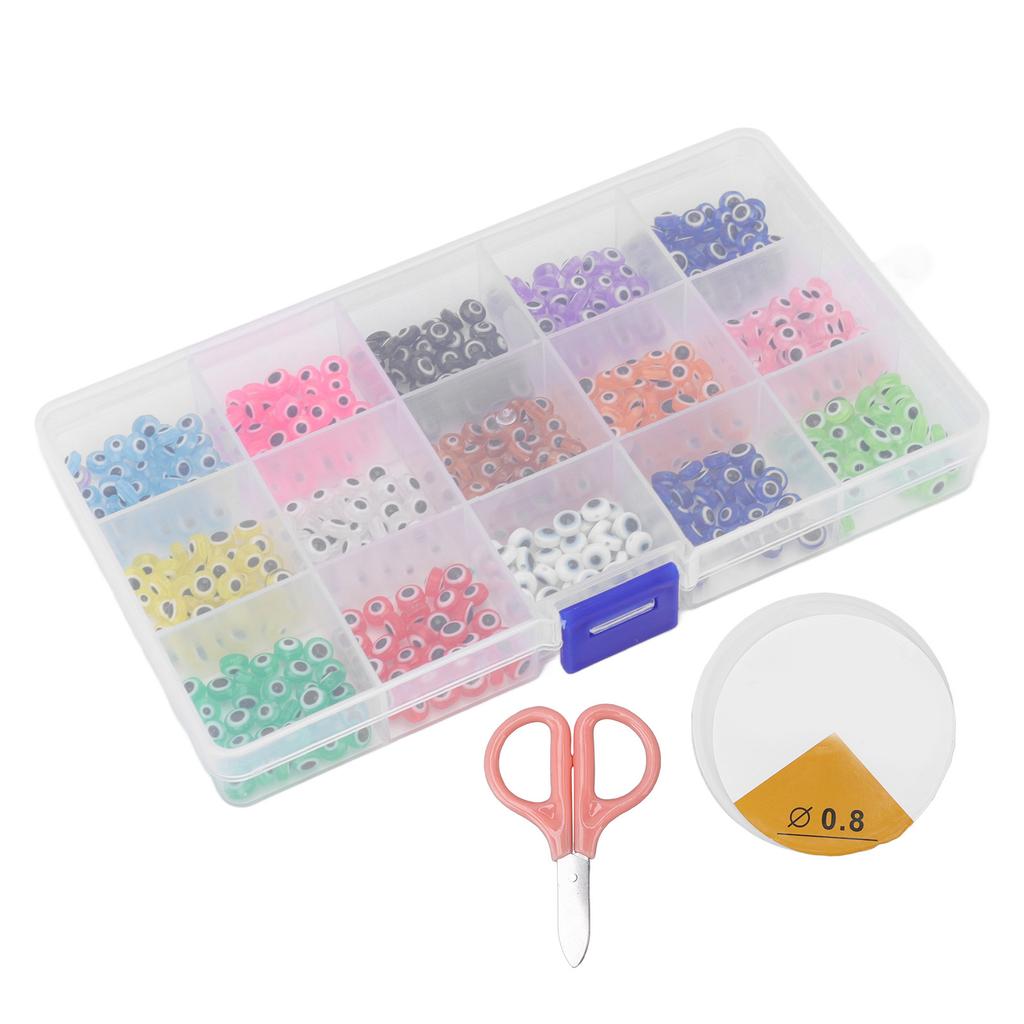 Evil Eye Beads 15 Grids Boxed Resin Material DIY Making Different Colors Beads Craft Accessories for Bracelets