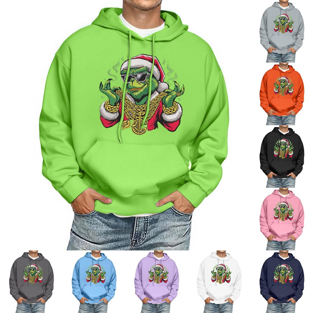 Men's Print Hooded Sweatshirt Long-Sleeve Casual Pullover Hoodie Hooded Sweatshirt