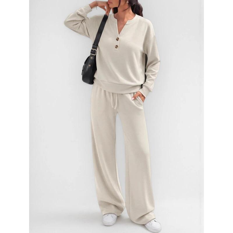 IHUASU Women's Fashion Casual Long Sleeve V Neck Pants Suits