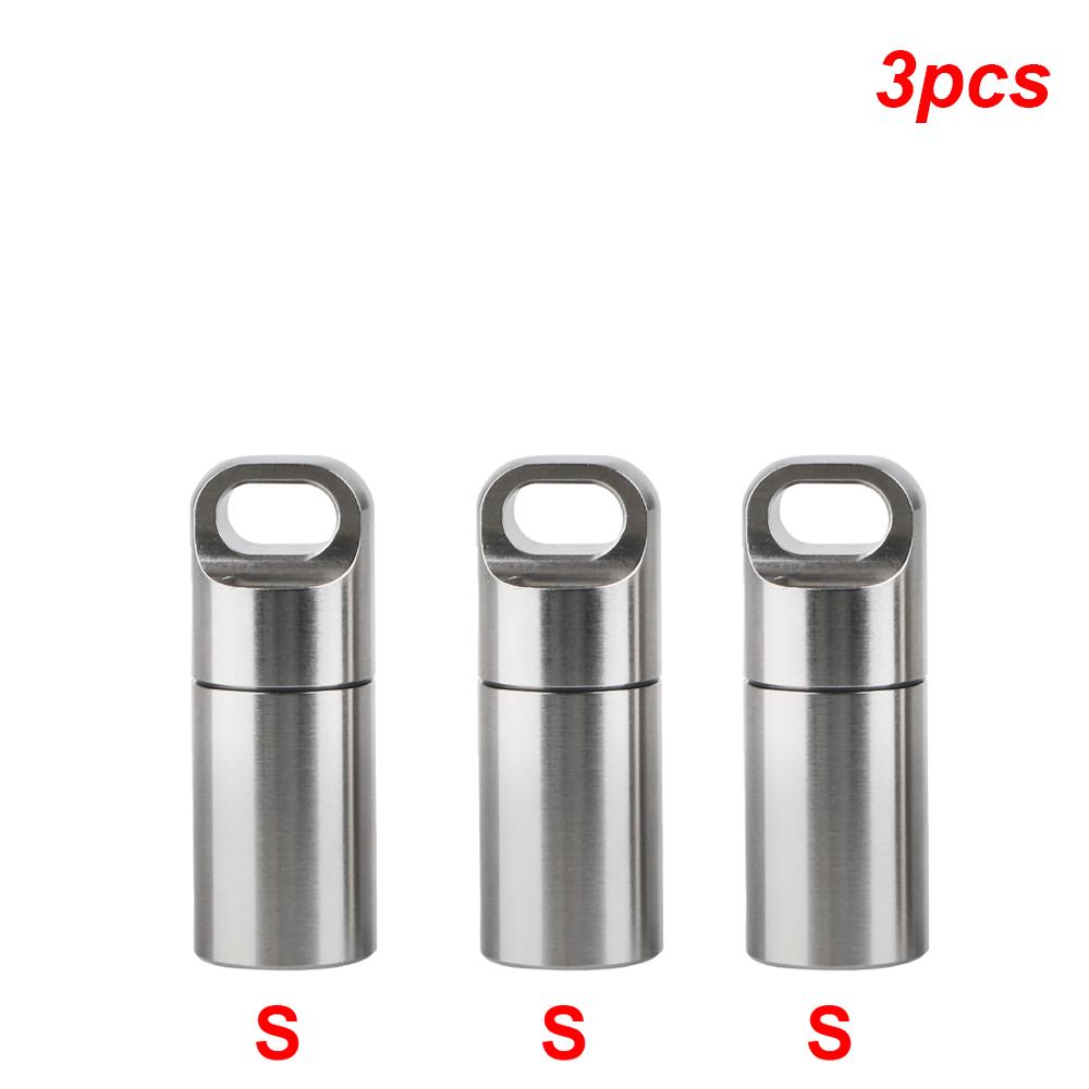 S M L Pill Storage Box Metal Phial Pill Case Portable For Firstaid Camping Pendant Medicine Boxes Waterproof Stainless Steel