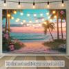 2D Summer Beach Party Banner, String Light Palm Tree Backdrop for Decor