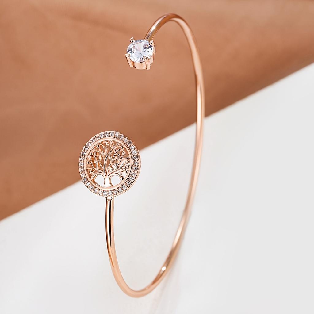 Minimalist Tree Of Life Zircon Bracelet For Women Classic Niche Fashion Jewelry Daily Wear Elegant Gift