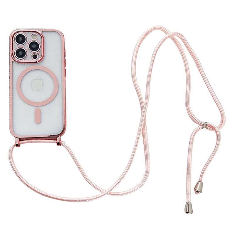 For iPhone 12 Pro Magnetic Case Crossbody Lanyard TPU Phone Cover