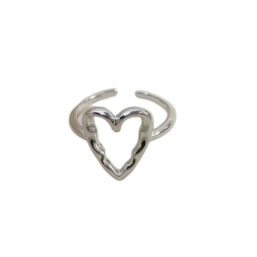 Hollow Heart Ring: Women's Retro Adjustable Fashionable Cold Style