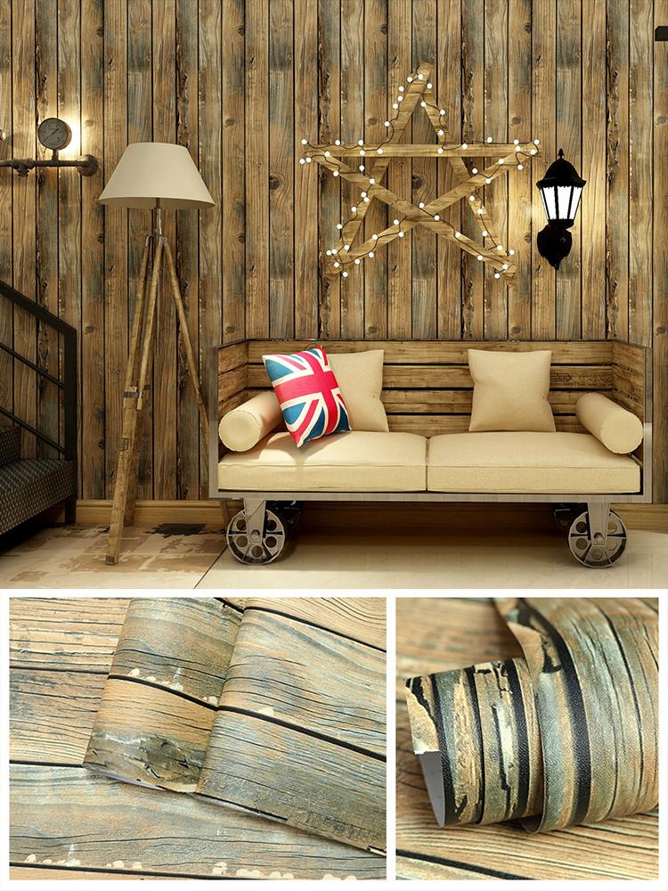 Distressed Wood Wallpaper Self-Adhesive Vinyl Peel and Stick Contact Paper Wood Wall Paper Shelf Home Decoration Kitchen Counter