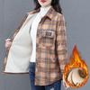 Winter Warm Shirt Autumn and Winter Western Style Mother Plus Velvet Thick Shirt Women's Brushed Thick Top