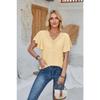 New Fashion Women's Lace V-neck Loose T-shirt Solid Color Ruffled Sleeves Spring Summer
