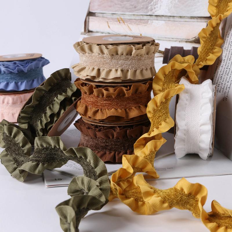 10 Yards Double-sided Wrinkled Pleated Lace Trim Ruffle Lace Edge Ribbon DIY Sewing Hair Bows Hat Clothing Decor Accessories
