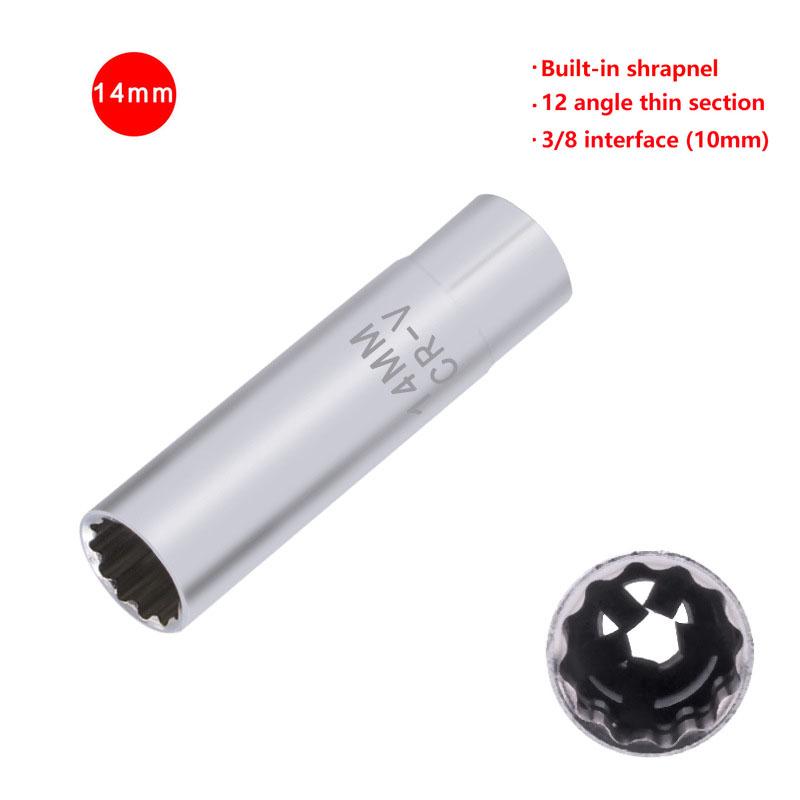 

Универсальный ключ для свечей зажигания, 3/8, магнитный, 12-угольный, тонкая стенка для инструмента для снятия свечей зажигания 14/16 мм, авторемонтный инструмент