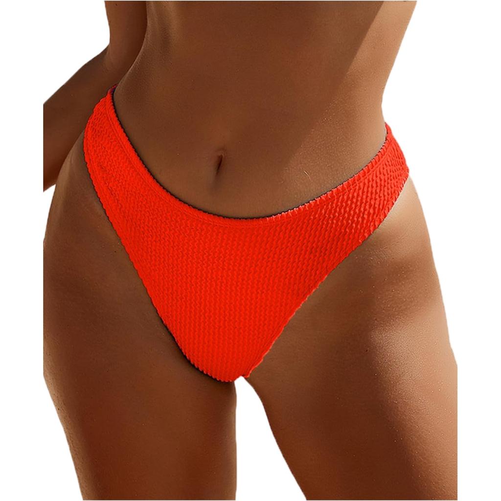 Women's Ribbed  Sexy High-Waisted Bikini Bottoms